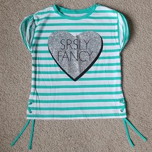 ❤ 4/$20 Total Girl Teal/White Shirt with Heart